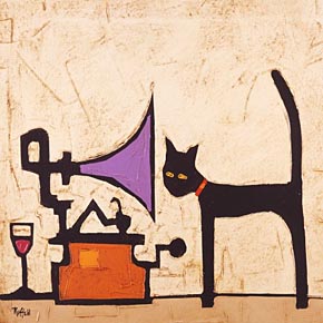 Cat and Gramophone por Colin Ruffell